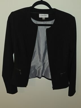 Calvin Klein Black Women's Collarless Zip Jacket